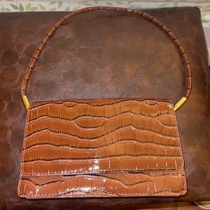 Crocodile Print Brown Shoulder Bag